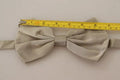 Men's Silver Gray Silk Adjustable Neck Bow Tie