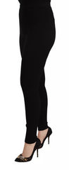 Women's Black High Waist Stretch Pants Tights Wool
