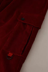 Men's Red Corduroy Cotton Cargo Skinny Pants