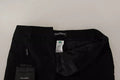 Women's Black White Stripes Wool Tapered Pants And Virgin Silk Elastane