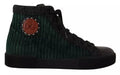 Green Corduroy High Tops Sneakers Mens Casual Shoes Black And
