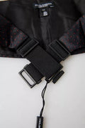 Men's Black Silk Dotted Waist Tuxedo Belt Cummerbund