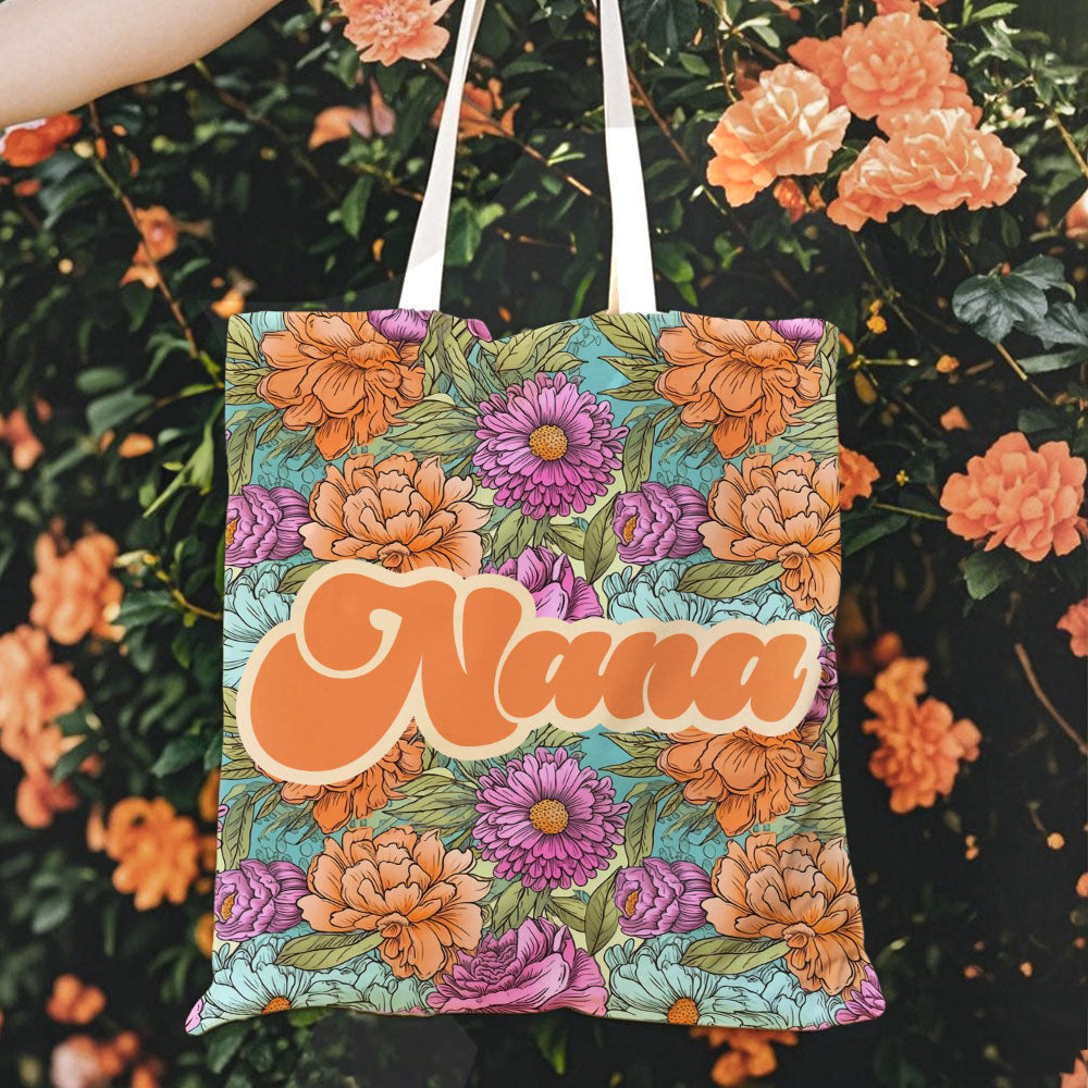 Bolsa de lona personalizada con nombre Día de la Madre Cumpleaños Vacaciones Regalo para mamá Abuela