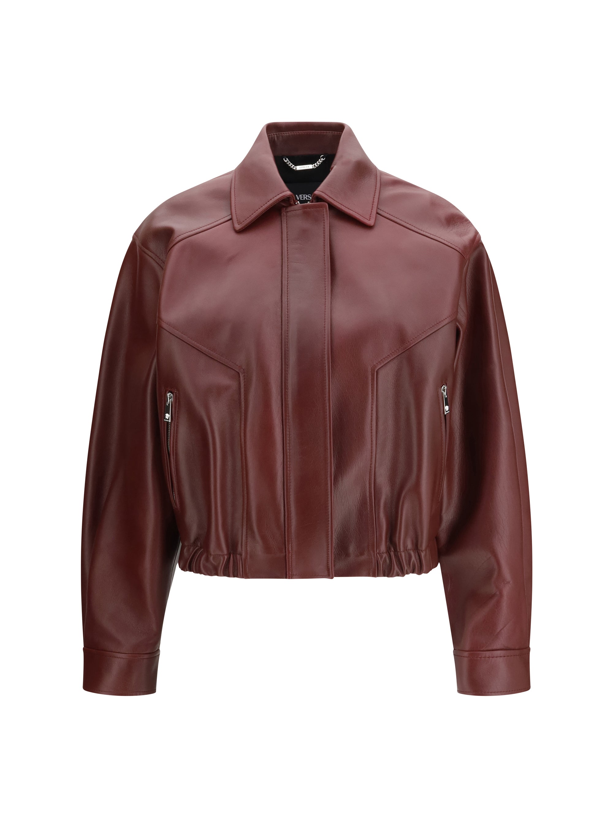 Versace Calf Leather Jacket — Burgundy