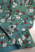 Men's Blue Floral Cotton Button Down Denim Shirt