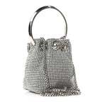 Jimmy Choo Satin Crystal Embellished Micro Bon Bon Bag Silver