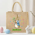 Conejo Peter personalizado Bolsa de yute grande con nombre Fiesta de Pascua Regalo para niños