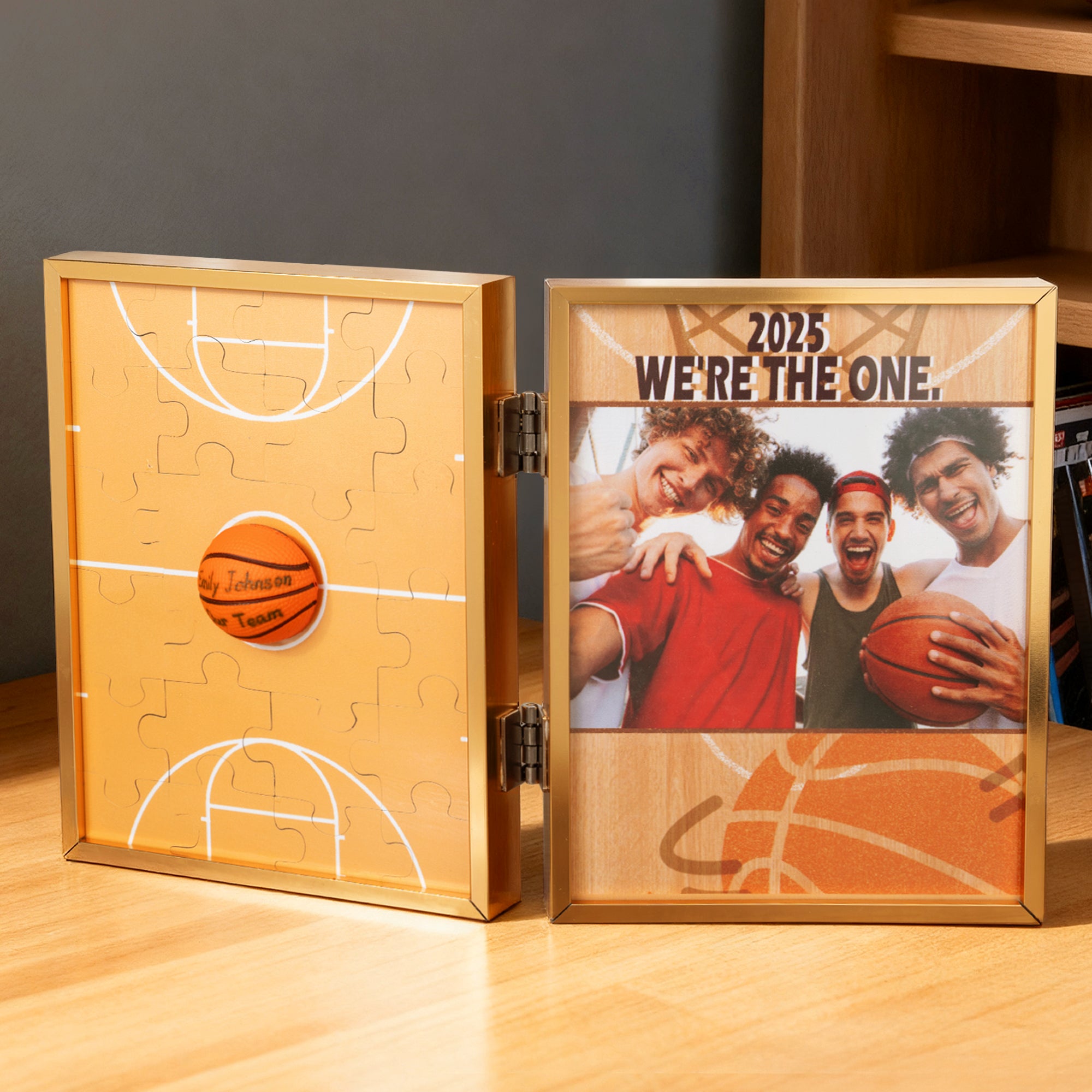 Puzzle de baloncesto personalizado Marco de fotos con tablero de mensajes de texto Equipo Cumpleaños Regalo de Navidad para los amantes del baloncesto Jugadores