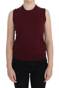 Women's Red Sleeveless Crewneck Vest Pullover Wool Clothing