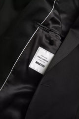 Men's Black Wool Single Breasted Martini Blazerclothing Clothing
