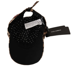 Women's Brown Leopard Sequin Sicily Applique Baseball Hat Cotton