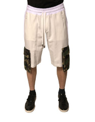 Beige Cotton Men Casual Cargo Bermuda Shorts Polyester