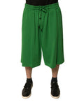 Green Cotton Blend Men Bermuda Shorts Polyester