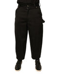 Men's Black Cotton Mid Waist Cropped Pants