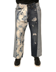 Multicolor Patchwork Cotton Straight Men Denim Jeans Clothing