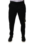Black Cotton Men Cargo Casual Pants Elastane