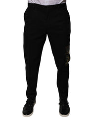 Black Cotton Men Cargo Casual Pants Elastane