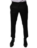 Men's Black Wool Tapered Formal Dress Pants Virgin