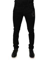 Men's Black Dg Crown Logo Cotton Skinny Denim Jeans Elastane Clothing