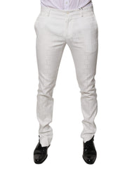 Men's White Cotton Tapered Formal Dress Pants