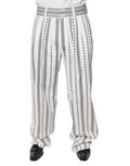 Men's Striped Formal Trousers White