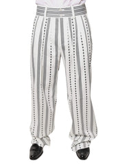 Men's Striped Formal Trousers White