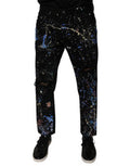 Men's Black Splash Cotton Skinny Denim Jeans Clothing
