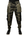 Men's Green Cotton Jogger Cargo Pants Nylon Polyester