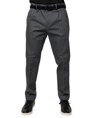 Men's Gray Tapered Formal Dress Pants Cotton Elastane