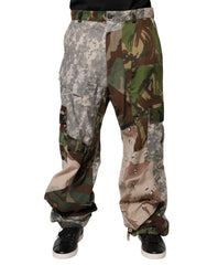 Men's Multicolor Patchwork Camouflage Cargo Pants Nylon Cotton