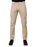 Beige Cotton Stretch Regular Men Denim Jeans Clothing