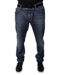 Men's Dark Blue Cotton Logo Skinny Denim Jeans Elastane Clothing