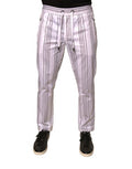 Men's White Stripe Cotton Dress Skinny Pants Nylon Elastane