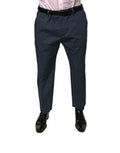 Blue Cotton Men Skinny Dress Pants Elastane