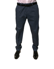 Dark Blue Cotton Stretch Skinny Men Dress Pants Elastane