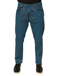 Men's Blue Logo Cotton Stretch Skinny Denim Jeans Elastane Clothing