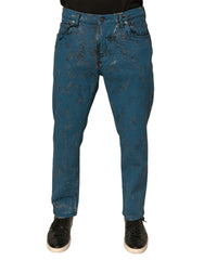 Men's Blue Logo Cotton Stretch Skinny Denim Jeans Elastane Clothing