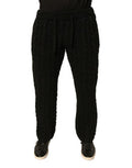 Men's Black Wool Knitted Skinny Pants Virgin Cashmere Nylon