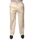 Men's Off White Straight Dress Pants Polyester Wool
