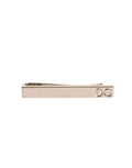 Men's Silver Tone Brass Logo Branded Tie Clip Bar Real