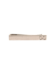 Men's Silver Tone Brass Logo Branded Tie Clip Bar Real