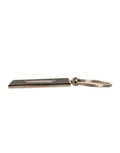 Men's Black Leather Logo Metal Ring Keychain Keyring Calf