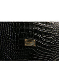 Men's Elegant Black Leather Logo Plaque Holder Catalogue Case Calf Accessory