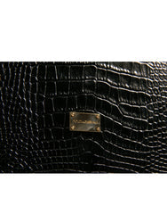 Men's Elegant Black Leather Logo Plaque Holder Catalogue Case Calf Accessory