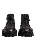 Men's Black Leather Lace Up Ankle Boots Shoes