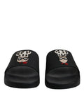 Men's Black Leather Slides Sandals Beachwear Shoes