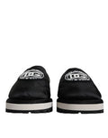 Men's Black Nylon Quilted Logo Patch Sandals Slides Shoes