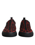 Red Black Leopard Cotton Men Low Top Sneakers Shoes And