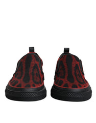 Red Black Leopard Cotton Men Low Top Sneakers Shoes And