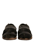 Men's Green Gazelle Hair Leather Flats Sandals Shoes Calfskin